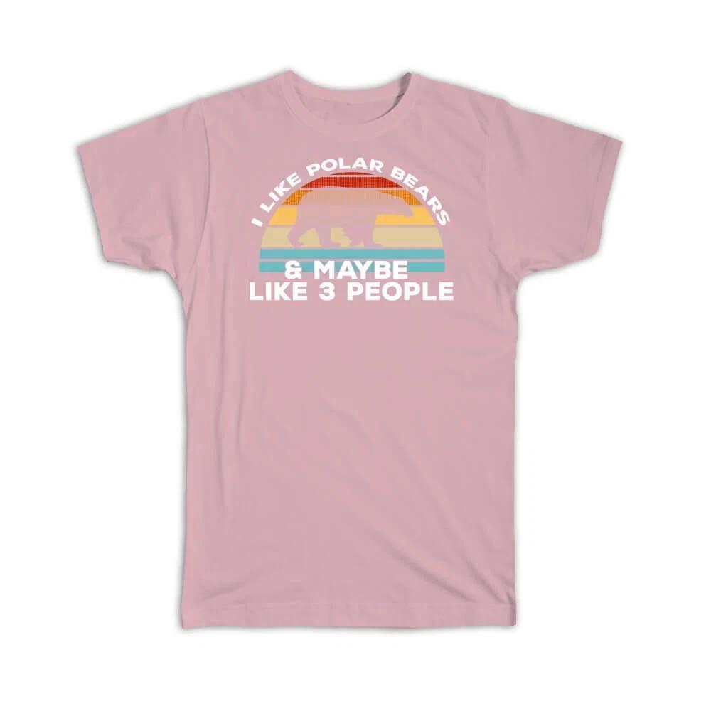 Gift T-Shirt : I Like Polar Bears Retro Vintage Art Print Introvert Wild Animal L