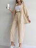 European and American Women's Casual Two-Piece Set: Loose Shirt Jacket and Nine-Point Sports Pants