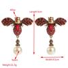 Elegant Retro Rhinestone Bee & Pearl Dangle Earrings