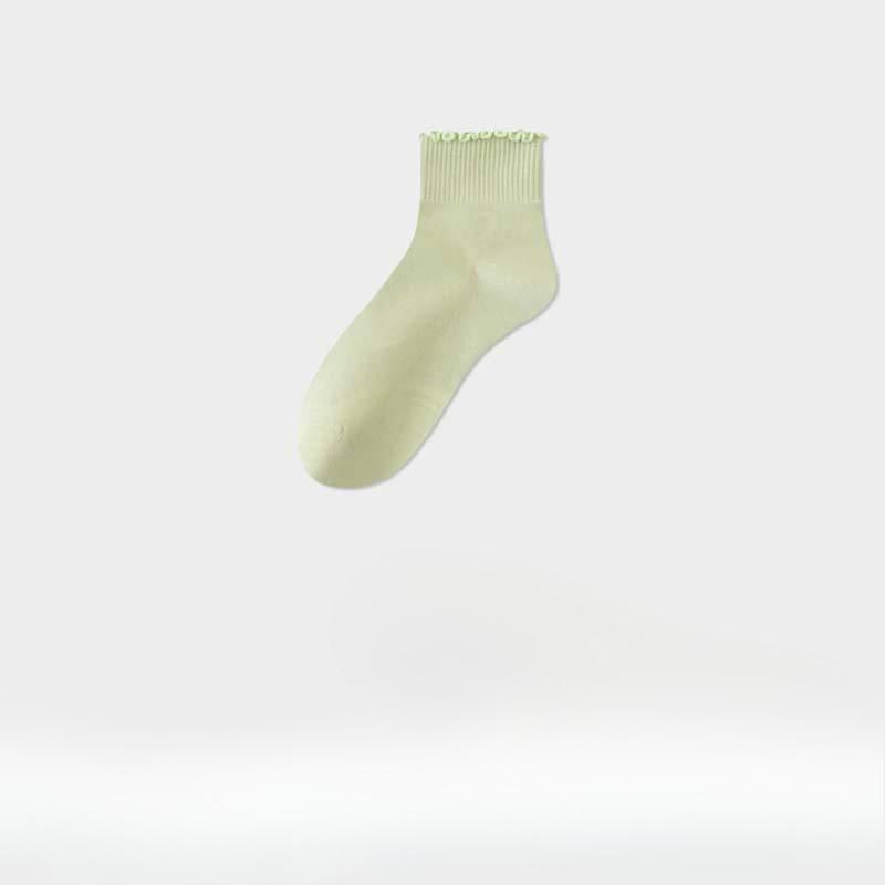Black Fungus Edge Socks, Women's Cotton Socks, Boneless Short Socks, Summer Thin, Breathable and Sweat-absorbing Mid-calf Socks