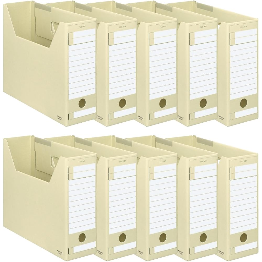 Kokuyo File Box, D Type, Storage Width 94 mm, A4, 10 Pcs, Yellow
