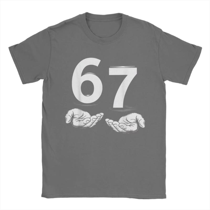 European and American Men TShirts Funny Six Seven 67 Meme Gen Alpha Slang 67 Hands Vintage Cotton Tees Short Sleeve T Shirts