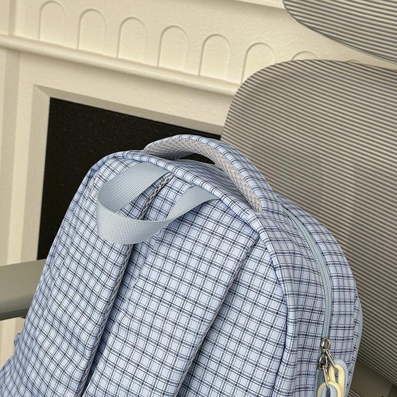 Schoolbag High-value Fresh and Sweet Plaid Backpack Cute Japanese Ins Style Children's Spring Outing Research Milk Huhu Backpack