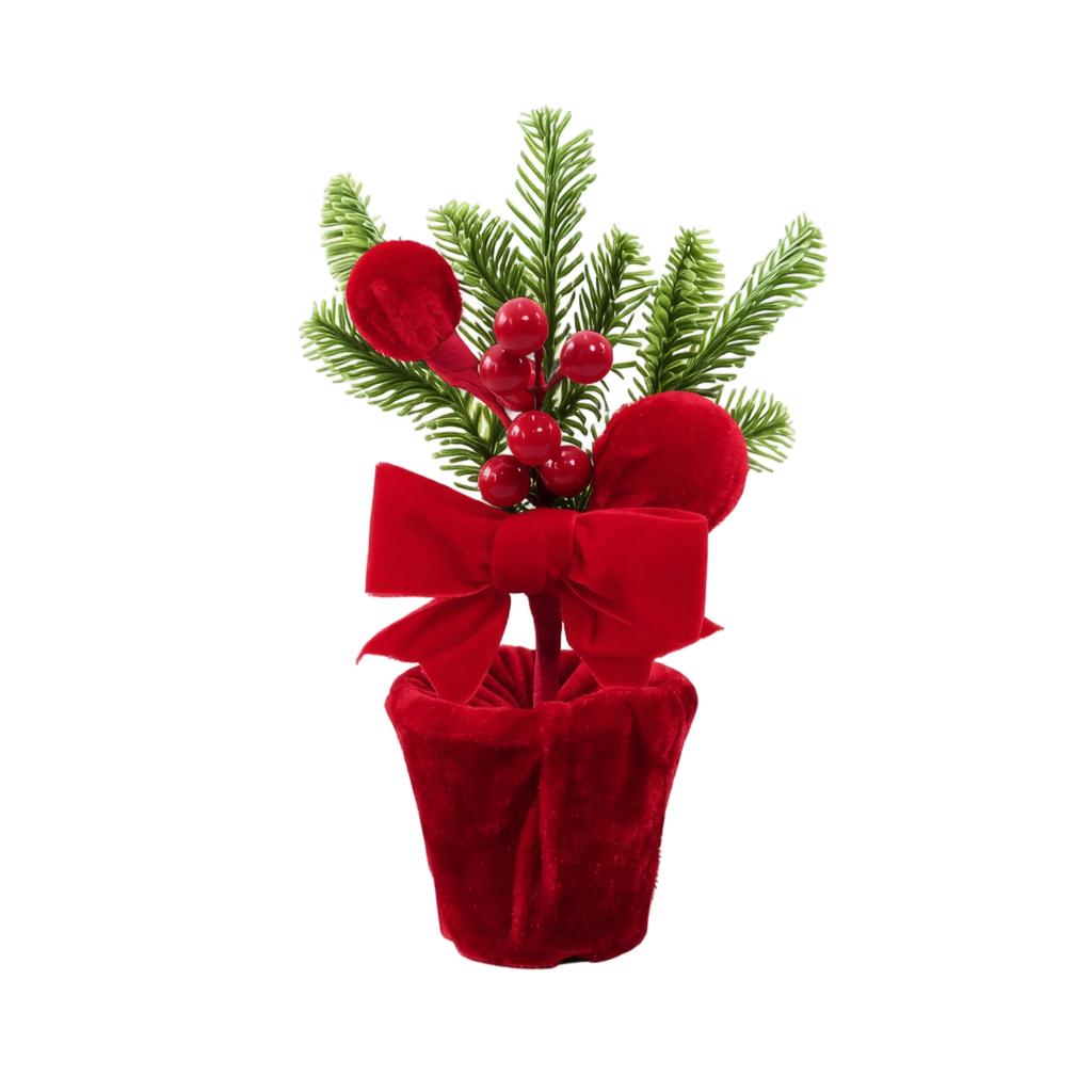 Weinrot Samt Weihnachtskugel im Topf Feiertagsdekoration für Tischmittelstück