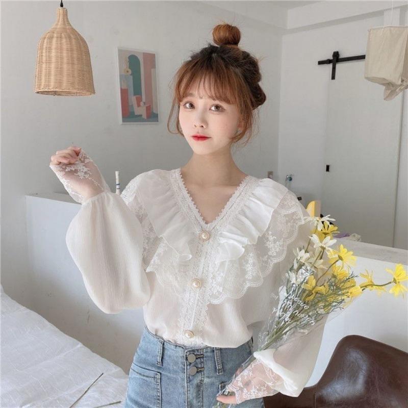 2023 Women's Chiffon Lace Long-Sleeve Top - Spring Fashion Trend
