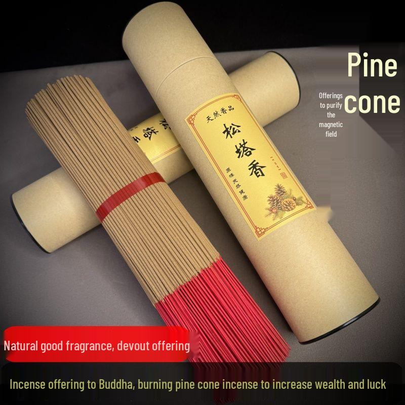 Pinecone Bamboo Incense: Natural Offering for Buddha & Taoist Rituals, Wealth Attraction & Magnetic Field Purification
