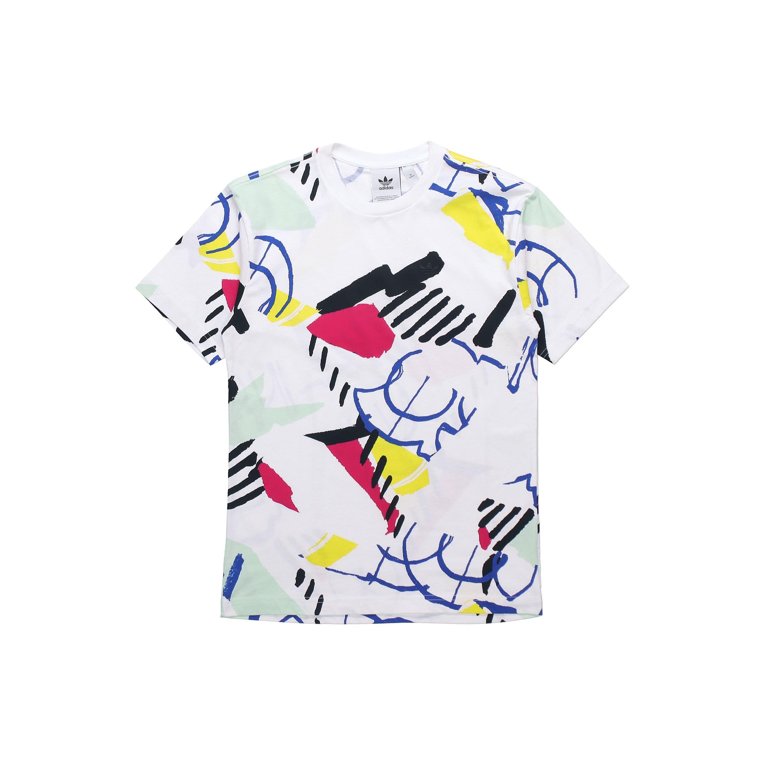 adidas originals Cozy Sports Printing Round Neck Short Sleeve White Men s FM1550 S