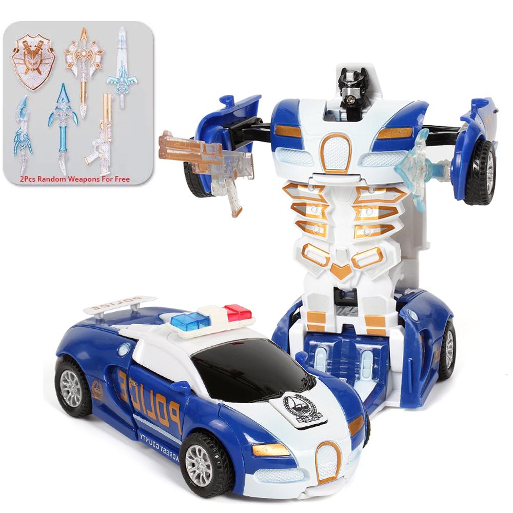 2 in 1 One-key Collision Deformation Car Toys Automatic Transformation Robot Plastic Vehicles Boys Toy Model Car Kids Baby Gift