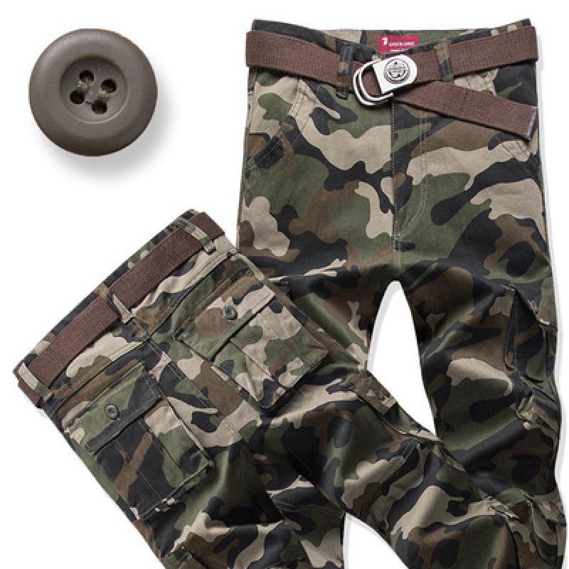 Men's Loose Fit Cotton Tactical Pants with Multi-Pockets