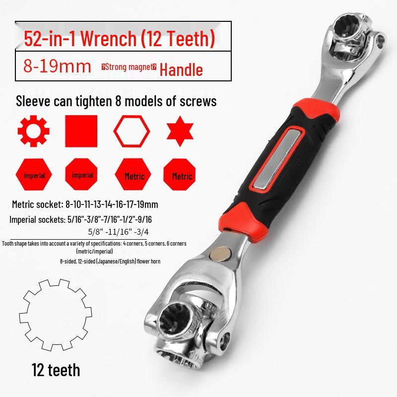 8-in-1 Universal Multi-Head Rotating Socket Wrench