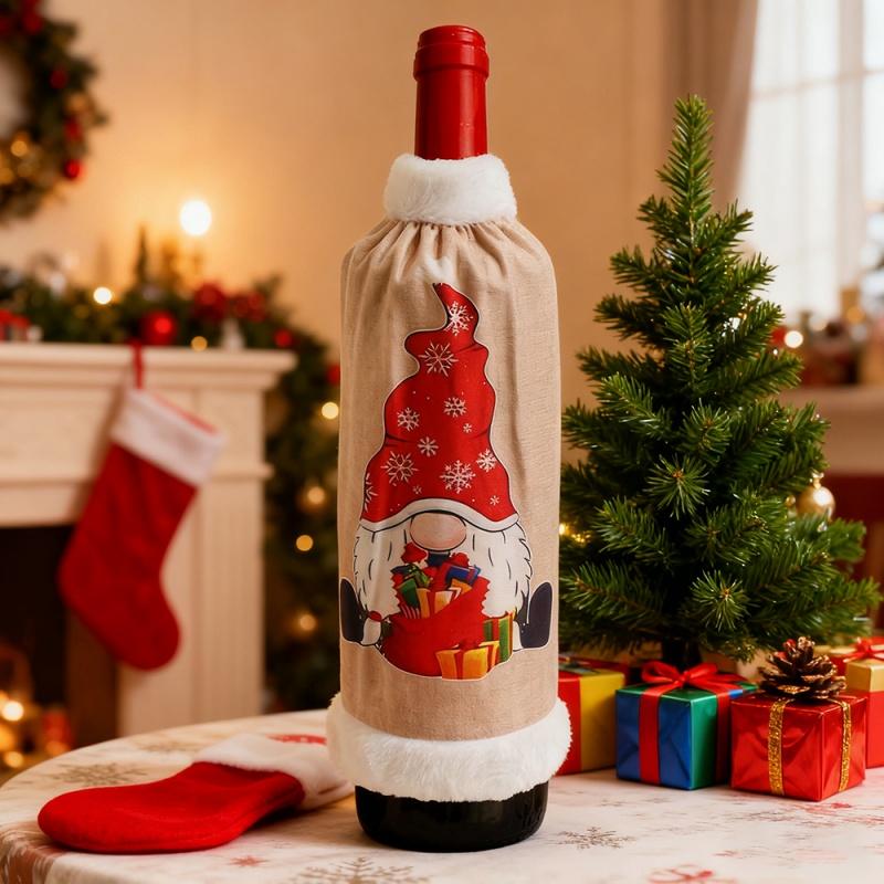29cm Wine Gift Bag Christmas Wine Bottle Bag Decoration Xmas Party Banquet Ornament for Navidad New Year 2025 Penguin Santa Clau