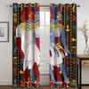 Boho Psychedelic African Women Art Black Stars Moon Panel Thin Shading Polyester Window Curtain for Bedroom Living Room Decor