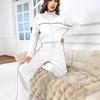 2024 European & American Leisure Suit: Long-Sleeve Half-High Collar Cardigan with Lace-Up Striped Trousers