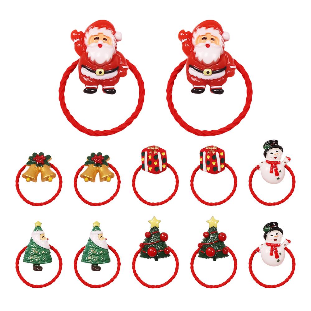 

Christmas Hair Ties For Girls 12 Pieces Snowman Trees Cute Hair Bands Santa Claus Hair Ties Hair Accessories Bulk Girls Ponytail красный