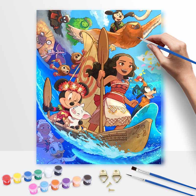 Disney Moana Mickey Mouse oil paint by numbers painting kit handmade diy home decor gifts creative wall art canvas for living room sets