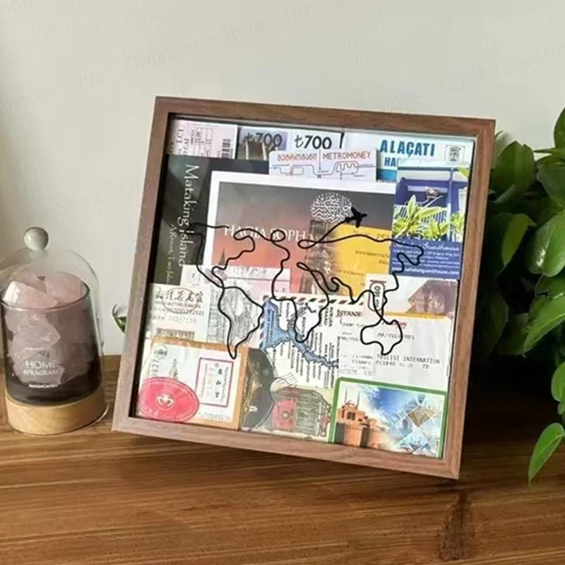 

Креативная рамка для фото в виде карты, копилка, коробка для хранения сувениров-открыток, рамка для демонстрации для хранения билетов на путешествия и билетов в кино