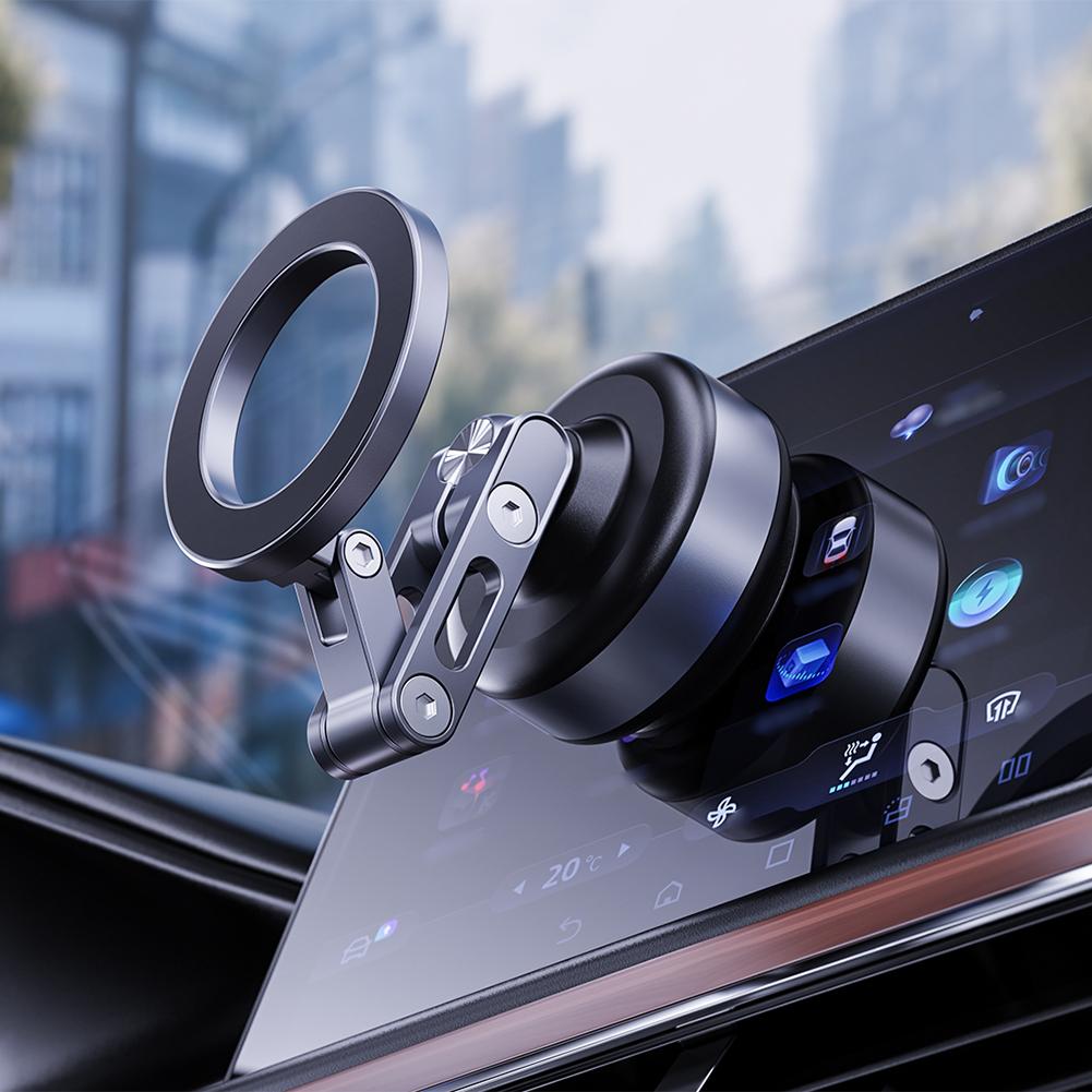 For Magsafe Intelligent Car Mount Folding Magnetic Vacuum Adsorption Suction Cup Bracket Electric Vacuum Swivel Stand for iPhone