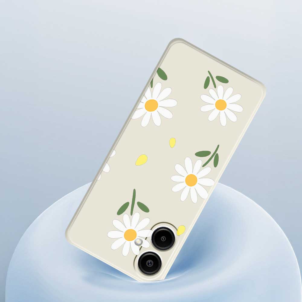 For Samsung Galaxy A07 4G Case Daisy Pattern Printing Straight Edge TPU Phone Back Cover