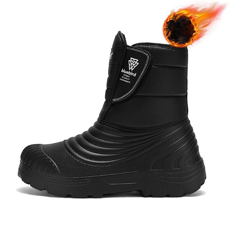 Men's WInter Warm Snow Boots Outdoor Waterproof Anti-Slip Ankle Booties With Faux Fur Lined Comfortable Mid-Calf Hiking Walking Boot Shoes for Men