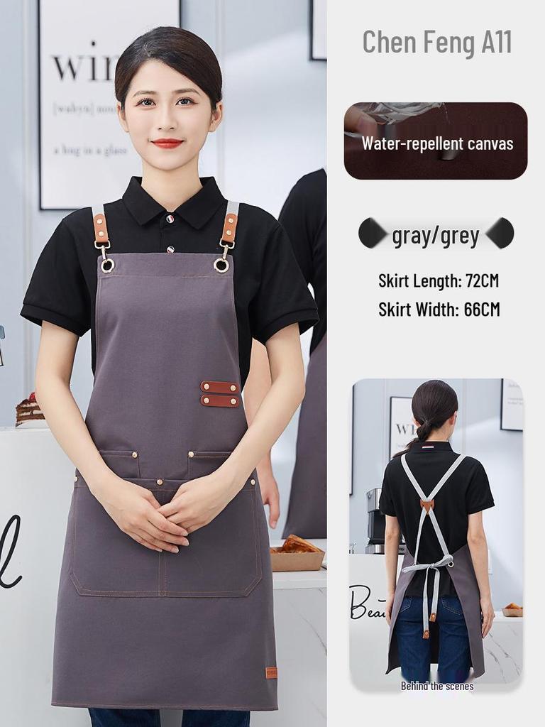 Waterproof Canvas Apron with Custom Logo Printing for Catering and Supermarket Use