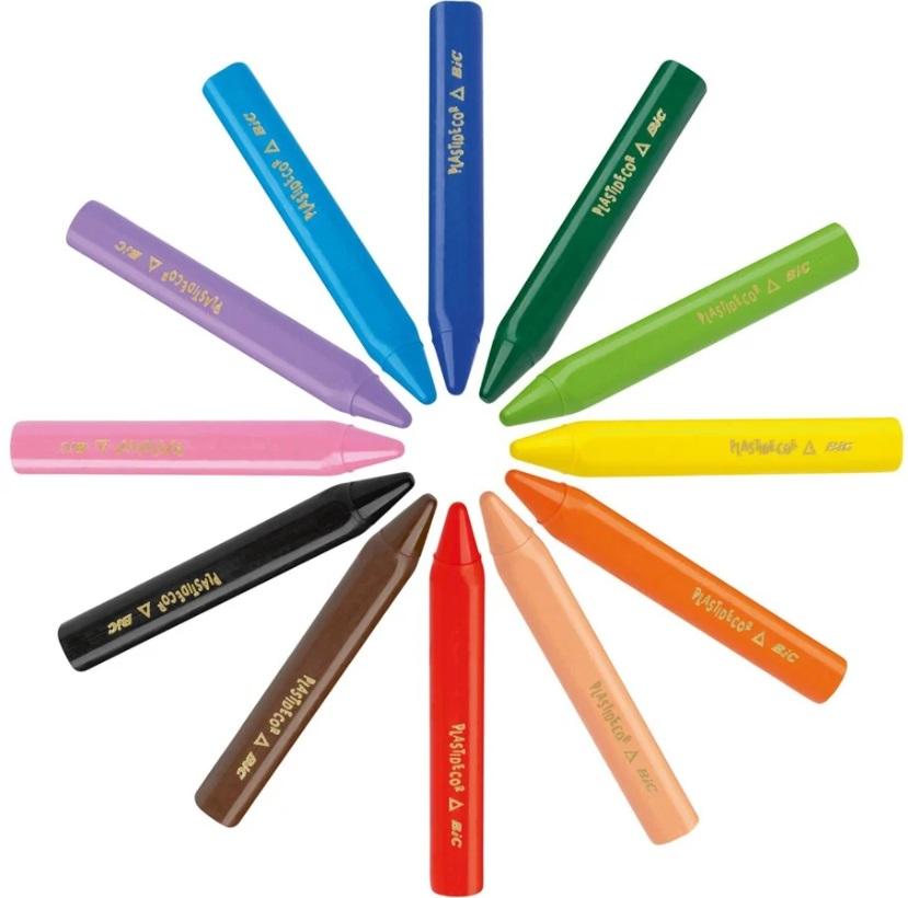 Bic Kids Plastidecor Triangle Wax Crayons 12 Colors