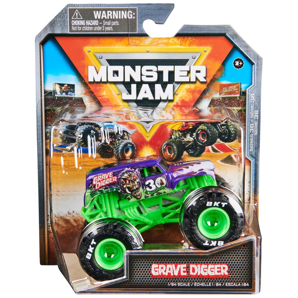 Monster Jam, Official Grave Digger Monster Truck, Die-Cast Vehicle, 1:64 Scale, Kids Toy for Boys Ages 3 and Up