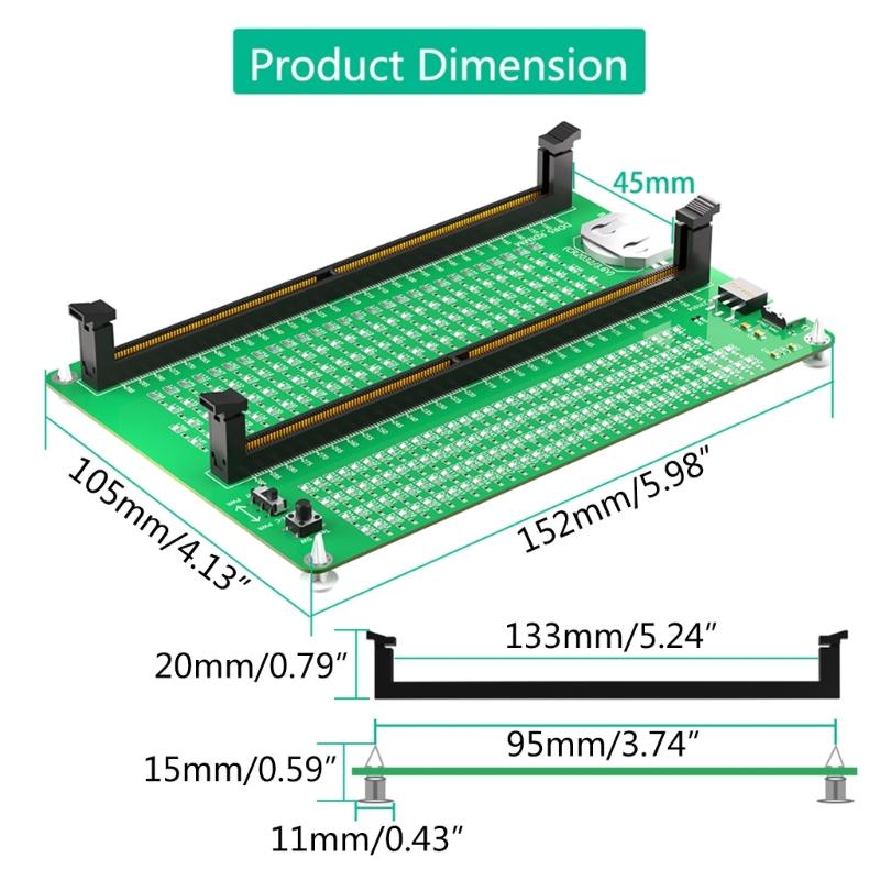 Bærbar/stasjonær minnespor DDR5 diagnostisk reparasjonstestkort med LED-tester Feilsøk enkelt