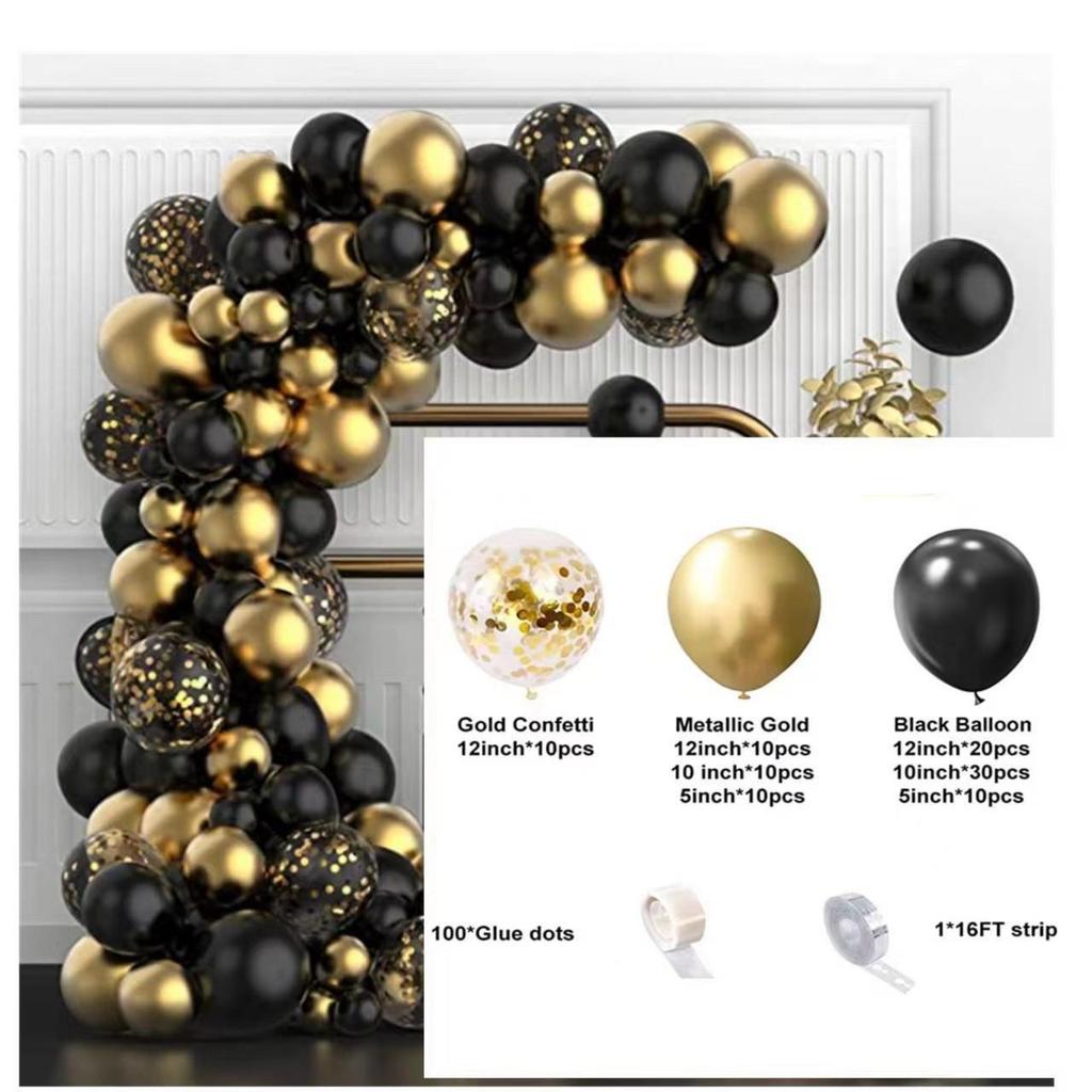 Black Gold Series Balloon Set for Birthday Party Decoration