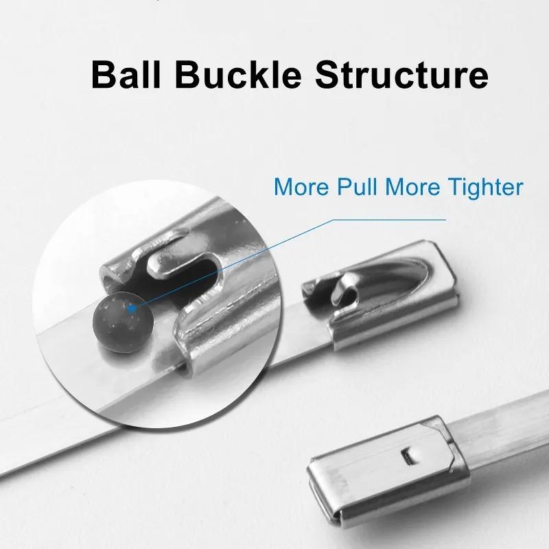 100Pcs 304#Stainless Steel Cable Ties 4.6mm Heavy Duty Self-Locking Cable Zip Tie Multi-Purpose Metal Exhaust Wrap Locking Ties
