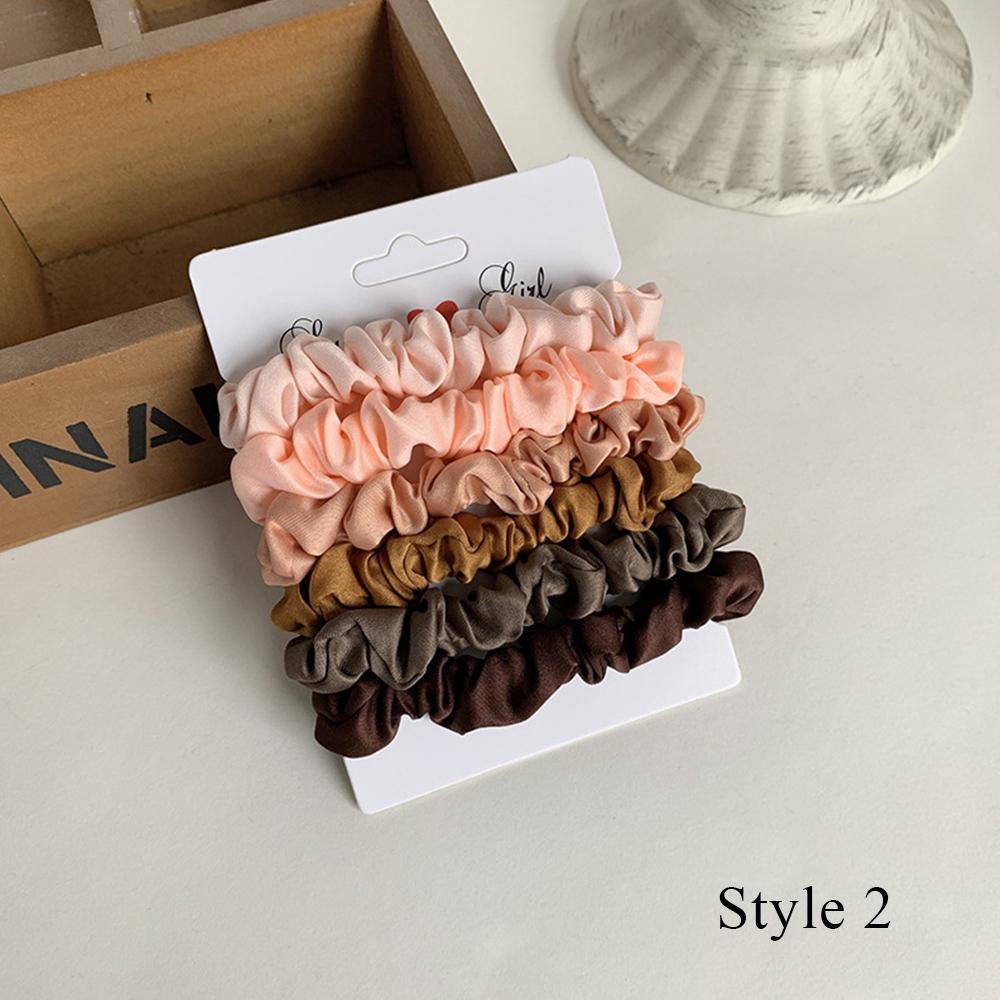 6pcs/lot Hair Scrunchies Ponytail Holder For Women Girls Hair Accessories Satin Headwear Solid Hair Bands Scrunchy Ties Ropes