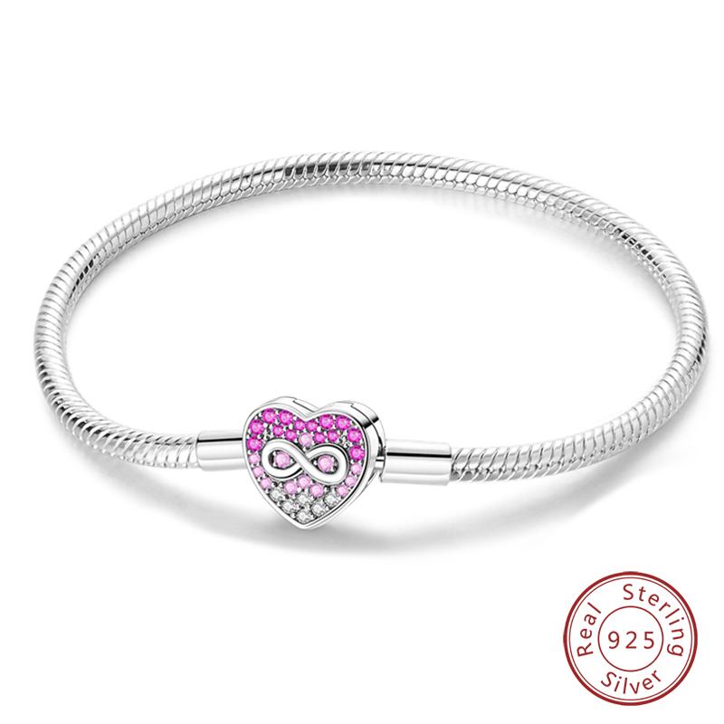 925 Silver Snake Chain Heart Butterfly Cat Claw Bracelets Fit Pan Charms Beads Fashion DIY Jewelry Gift Making