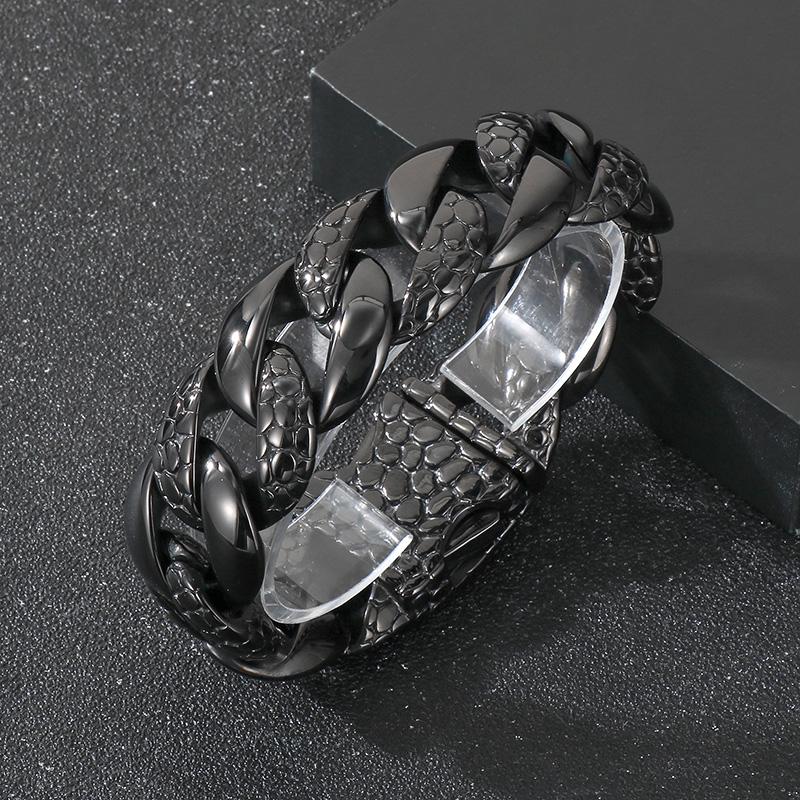 

Мужской браслет 25 мм в стиле панк с кубинским плетением, в виде змеи, из нержавеющей стали 316L - KB187843-KJX Bracelet - 23cm