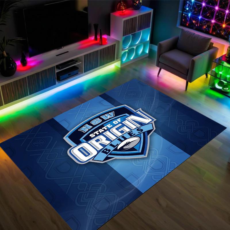 NSW Blues Design Crystal Velvet Carpet Cozy Non?Slip Printed Rug For Bedroom Living Room Entrance