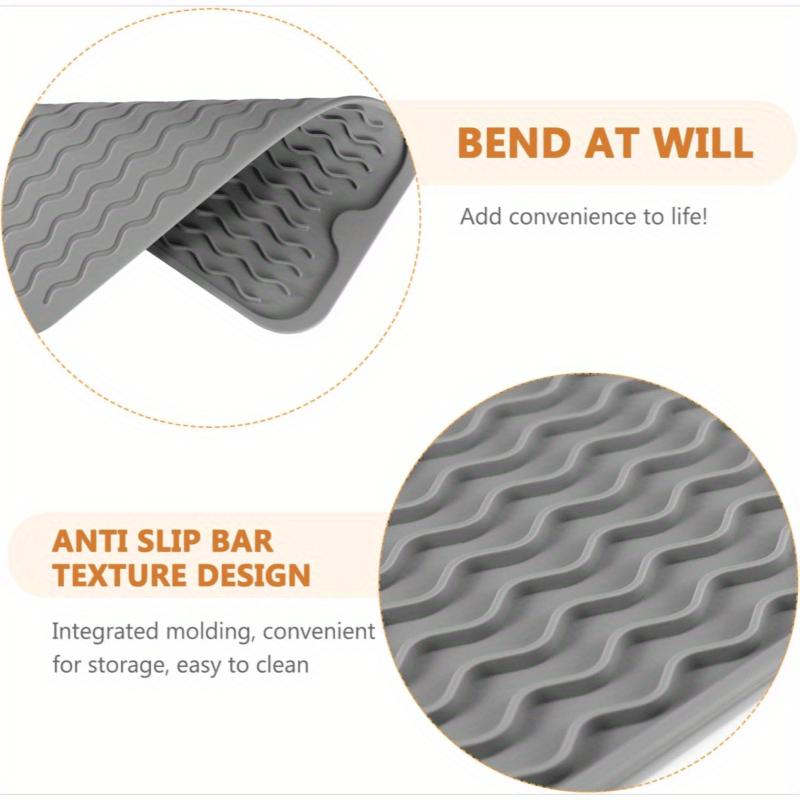 Large Silicone Dish Drying Mat, 30x15cm/ 11.81x5.91inch Foldable Draining Board Mat, Heat-Resistant Drainer Non-Slip Drying Mat