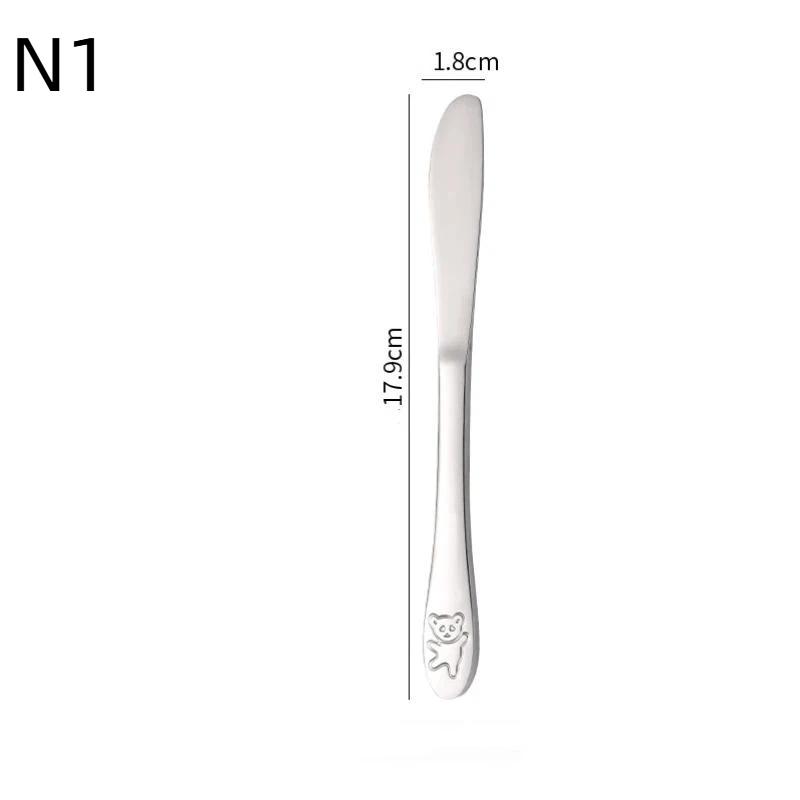 Kids Silverware Set Stainless Steel Kids Fork Spoon And Cutter Set Tableware Funny Bear Flatware Set For Children Toddler
