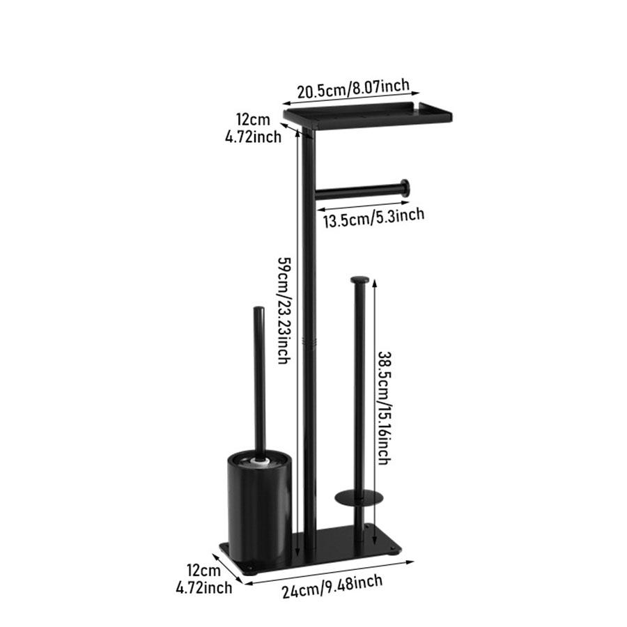 Toilet toilet floor standing paper holder with toilet brush storage tray magnetic suction bracket multifunctional vertical paper