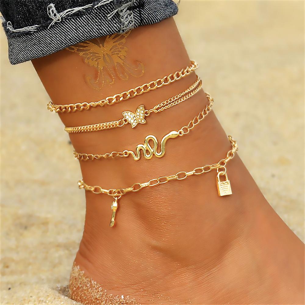 Bohemian Charm Anklet Set For Women Star Moon Ankle Bracelet On Leg Foot Chain Female Beach Jewelry