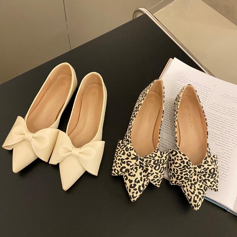 Fashion Flat Shoes for Women 2025 Spring Autumn Pointed French Bow Solid Casual Plus Size 42 43 44 Women's Shoes Ladies loafers women