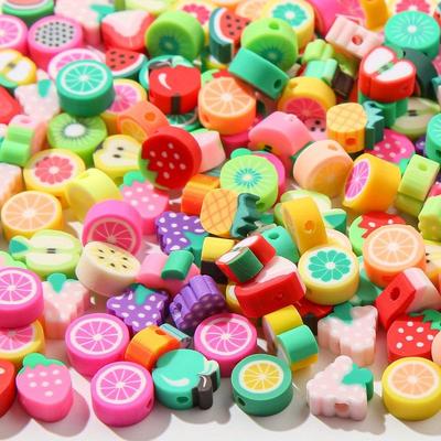 100/300/500 peças Material Cerâmico Macio Contas de Argila Polimérica de Frutas Contas de Argila Mista Pingente de Fruta Joias de Fruta Produção de Artesanato