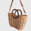 Kairui Retro Straw Tote Bag with Wooden Handles