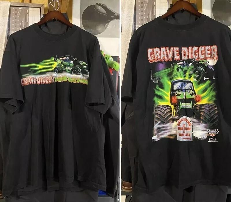 

Grave Digger Monster Truck T shirt 2 Side Black Retro Style Men Women S-5XL Unisex T-Shirt XL