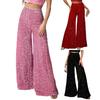 Yousheng Women Pants Elastic High Waisted Wide Leg Trousers Sparkling Design Sequin Casual Pants Parties Vacation Streetwear