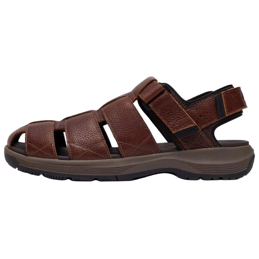Clarks Guideview Cove Leather Casual Versatile Beach Sandals Men sandals Dark-Brown 26187589