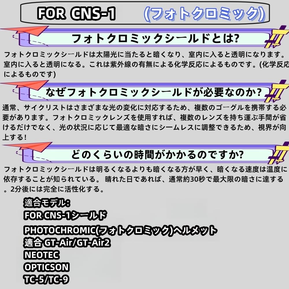 Wayocfei Photochromic Helmet Compatible with Helmet Aftermarket Replacement for Motorcycle Helmets CNS-1 Shield,