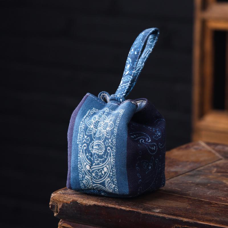 Chinese Brocade Tea Cup & Jewelry Storage Bag - Portable Thickened Pouch for Host Use & Buddhist Beads