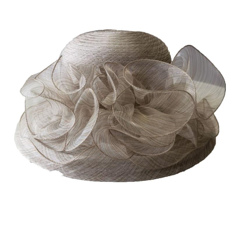 Hat women's summer European and American style organza straw woven stacking flower fashion mesh yarn hat sun protection sun hat versatile cool hat