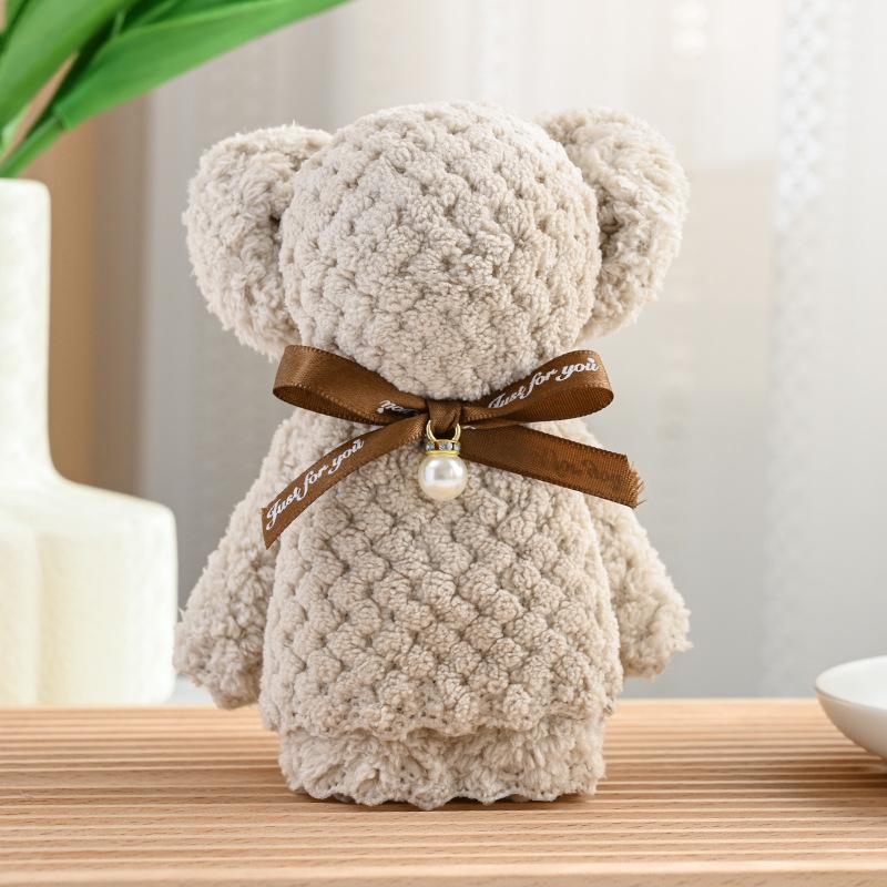 Coral Fleece Pineapple Grid Little Bear Towel - 30*30, Party Favor Gift