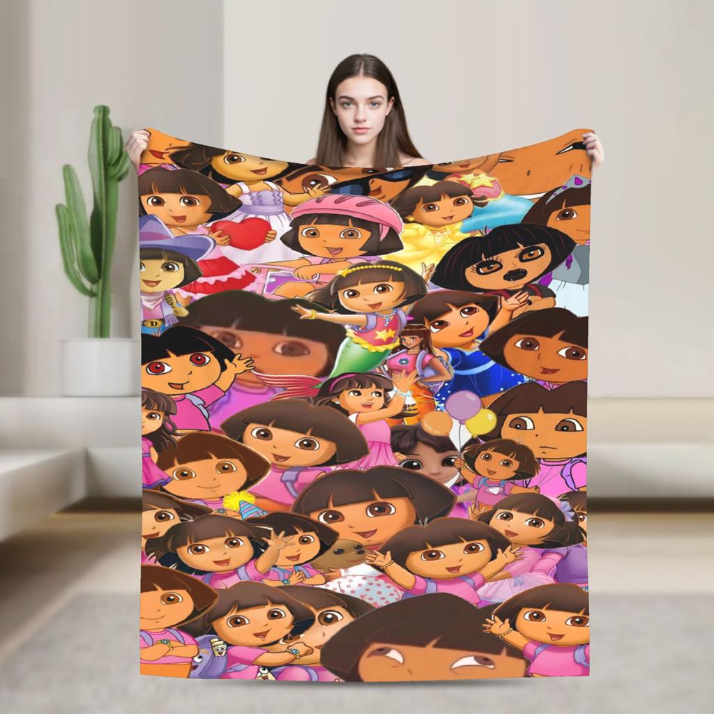 Warm BlanketChild Decorative Cartoon D-Dora The E-Explorer Adventure Throw Blanket For Outdoor Comfortable Sofa Bed Cover