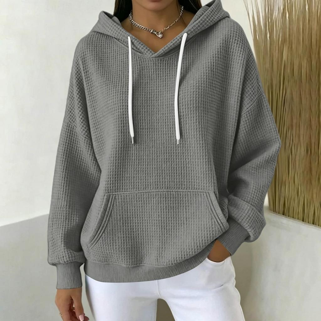 Women's Long Sleeve Hooded Pullover Sweatshirt with Pockets Color