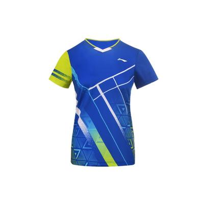 Quick-Dry Badminton Series Training Competition Short-Sleeve T-Shirt Women Tops Crystal-Blue AAYS072-3